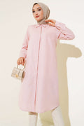 Powder Pink Long Style Classic Collar Tunic