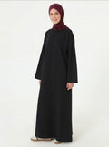 Black Crewneck Sweatshirt Dress with Wide Sleeves