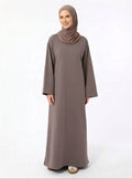 Mink Crewneck Sweatshirt Dress with Wide Sleeves