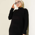 Half-Zip Ribbed Knit Dress