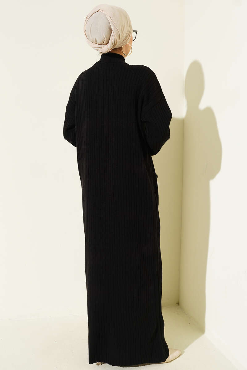 Half-Zip Ribbed Knit Dress