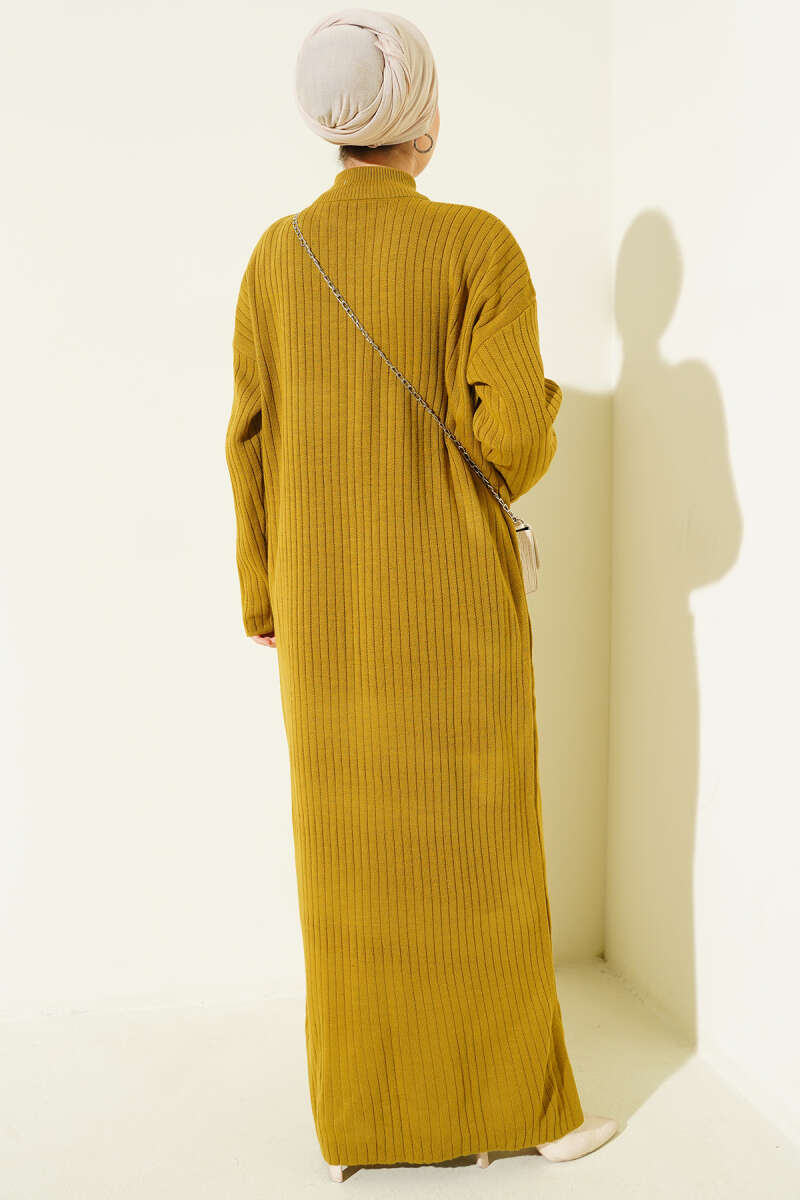 Half-Zip Ribbed Knit Dress